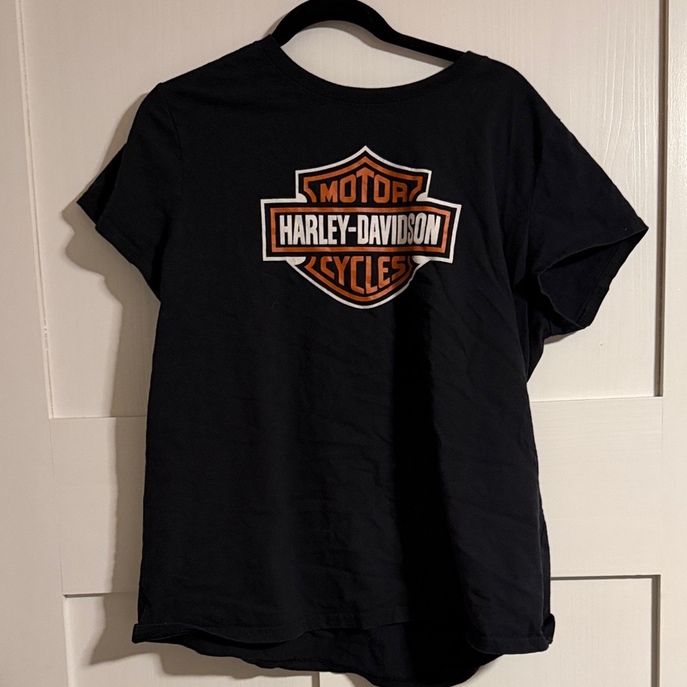 Harley-Davidson Black and Orange Short Sleeve Tee